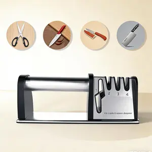 Non-slip kitchen knife sharpener, ergonomic handle, safe and fast knife sharpening tool, suitable for home and restaurant use.