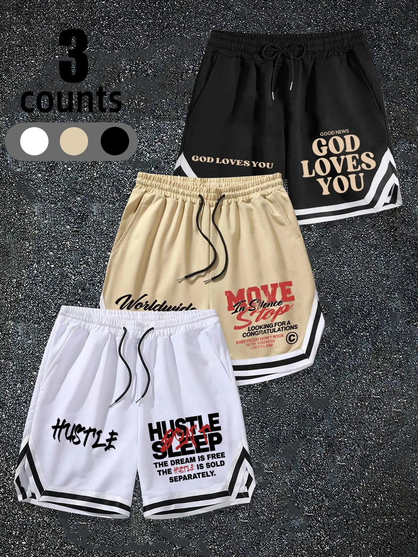 Men's Letter Print Drawstring Shorts, Casual Soft Comfy Breathable Printed Shorts for Daily Wear, Mens Bottoms for Summer