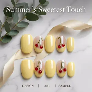 HAVEN Short Press-On Acrylic Nail Set, 10Pcs Handmade Almond Designs with Charms, Reusable Nail Art, Easy Application for Cuticle Care, Nail Press On Nails