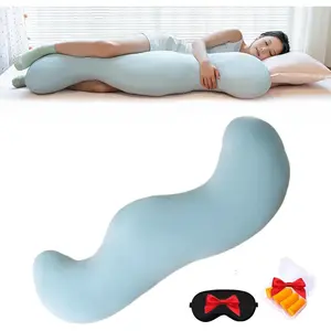 3 Size Pea Pod Cooling Body Pillow for Side Sleeper Adults Long Bolster Hug Pillow with Cooling Fabric Soft Ergonomic Pillow for Back Hip Leg Support Blue 47.24 inch
