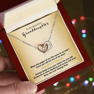 To My Beautiful Granddaughter - Always Keep Me In Your Heart - Interlocking Hearts Necklace