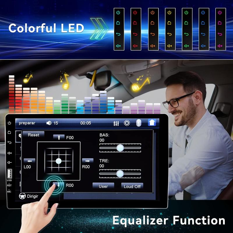 Car Stereo with Car Bluetooth 9 Inch HD Touch Screen Car Stereo with Backup Camera + External Microphone + FM MP5 Player Car Audio Receivers Support Mirror Link SWC USB EQ Car Radio