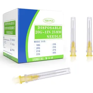100 Pack 20Ga 25mm 1IN Disposable for Scientific and Industrial Dispensing Individually Wrapped