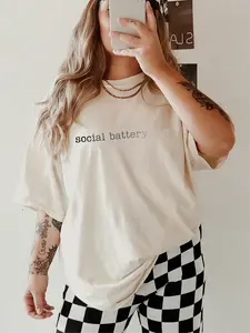 Social Battery Low ~ Unisex Short Sleeve CC Garment Dyed T-Shirt Printed in the USA