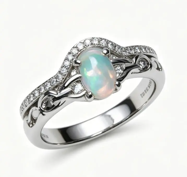 Natural Opal Light Luxury Fashion Open Ring