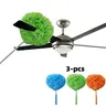 Ceiling Fan Cleaning Brush, Reusable Microfiber Cleaning Brush with Extension Pole, 13–31-Inch Fan Blade Cleaner, Detachable Brush Head, Suitable for Cleaning Walls, Bookshelves, and the Tops of Doors and Windows (3-Pack) Duster Replacement Head Lightweig
