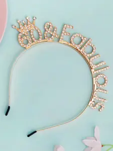 Shiny Birthday Headband, Fashion Accessory for Party, Rhinestone Letter Design, Perfect Gift for Mom, Sparkling Hair Band