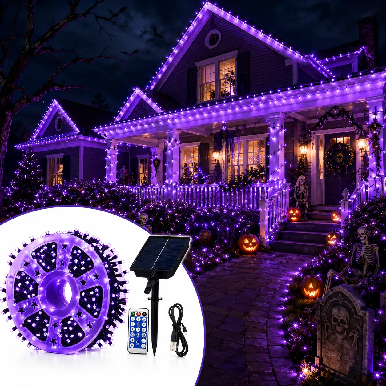 800 LED solar fairy string lights, 334.6 ft waterproof outdoor decorative lights for terraces, gardens, and fences; ideal for Halloween, Thanksgiving, Christmas, and other decorations