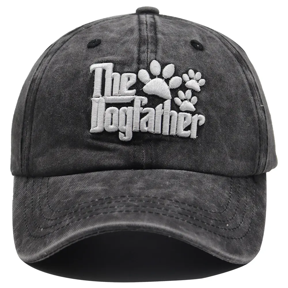 Men's Soft Cotton Embroidered Dog Father Paw Denim Baseball Cap - Adjustable, Washable, 1 Size Fits All, Adorable and Stylish, UV Protection, Dog Dad Gift for Outside, Father's Day Present for Pet Lovers, One Size Fits All, Unisex Size