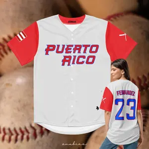 Puerto Rico Light Gray/ Red Classic Baseball Jersey