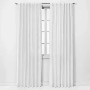 Threshold Light Filtering Linen Window Curtain Panel Traditional Beige