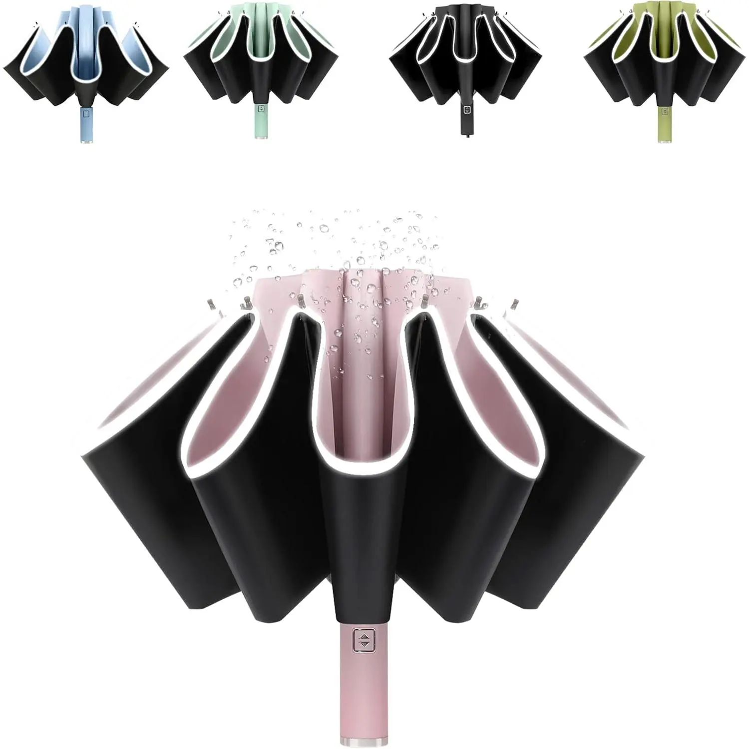 Inverted Polyester Umbrella - Mini Windproof Compact Umbrella with Auto Open-Close, Medium Size, UPF 50+ for Rain and Sun, Inverted Umbrellas