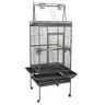 Pet Republic 68-in Durable Iron Rolling Metal Bird Cage - 2-in-1 Playtop Roof, Rolling Stand with 360° Smooth Roll Casters, 5-Bowl Feeding Set, Secure Lock, Tall Powder-Coated Weather-Ready Iron Design, for Small/Medium Parrots, Black, Parrot Supplies