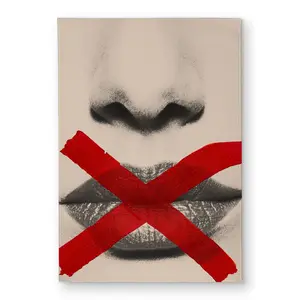 Begin Home Decor CODM1724SVK1SU 17 x 24 in. Grayscale Lips with a Red X - Sepia Indoor Outdoor Door Mat