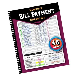Hard Cover Bill Payment Checklist Notebook - 8"x10" Office Accessories, 4-Year Bill Tracker Planner with 960 Records