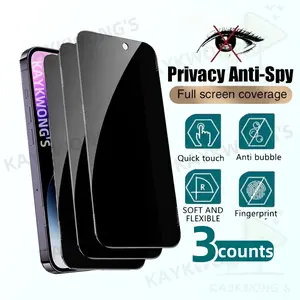 KAYKWONG'S Privacy Anti-spy Tempered Glass Screen Protector, 3 Counts Anti-scratch Phone Screen Protective Film, Phone Accessories for iPhone 11/12/13/14/15/16/17 Series