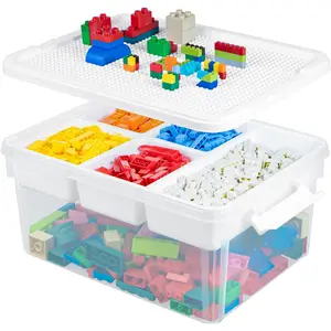16L Organizers and lego Box with Removable Tray and lego building tray kids boxes Craft Box for Lego Art, Playdoh, Tool, Craft, Toy(Clear)