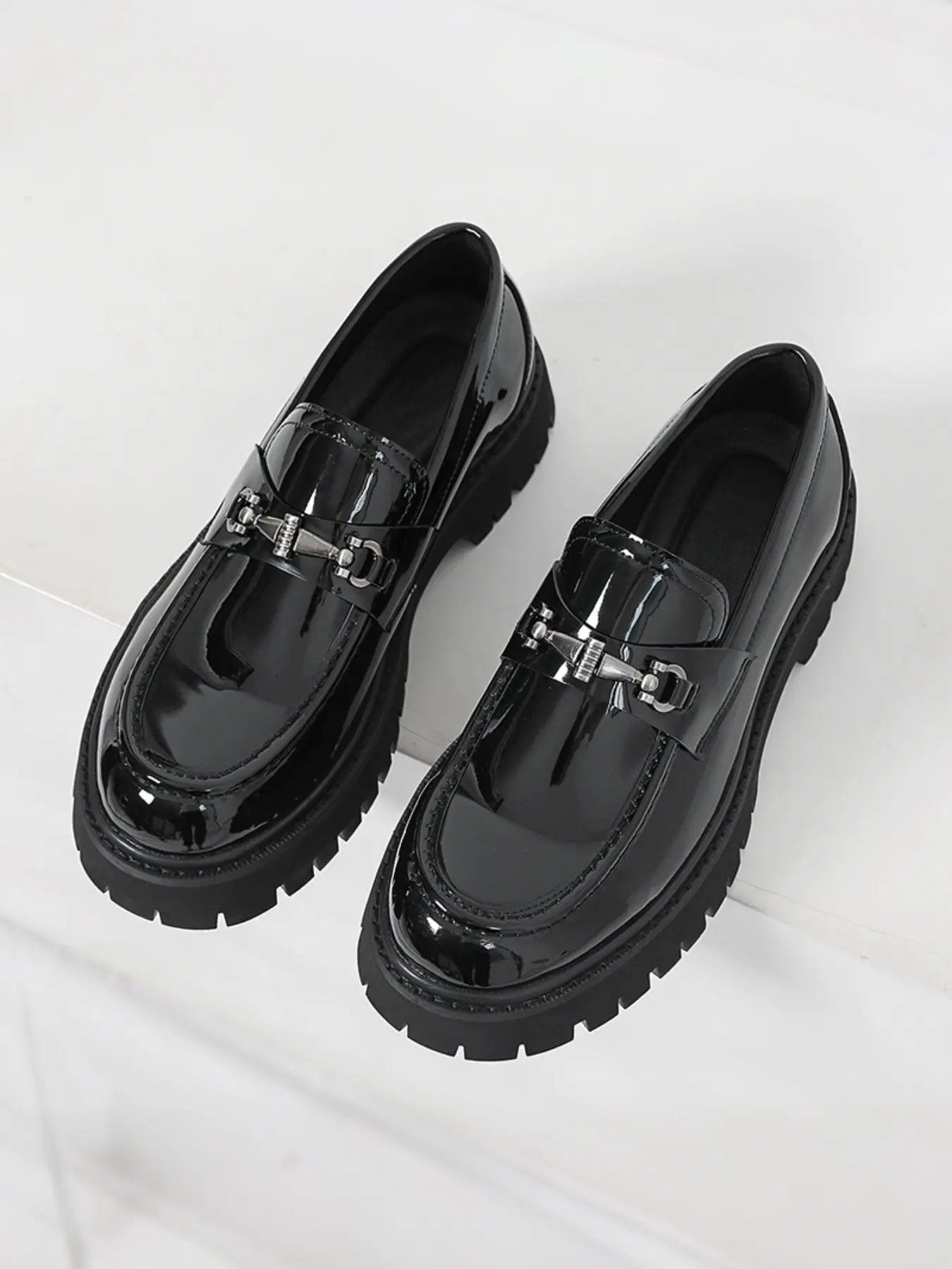 Fashionable Youth British Style Thick Sole Loafers, Casual Business Slip-On Flat Shoes, Casual Work Shoes Daily Walking Footwear Size 38-46