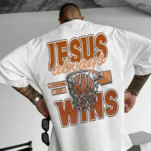 Basketball Graphic man T-Shirt Jesus Always Wins Design, Chrisitian  T-Shirt,OVERSIZED SHIRT,Christian Basketball Sublimation, Jesus Basketball Motivational, Inspirational Bible Verse, Reto Basketball
