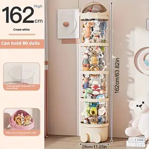 Contemporary Stackable Plastic Storage Box with Waterproof Lid - Multipurpose Stuffed Animal Organizer, Clear Tube Design for Home and Bedroom Decor - Space-Saving, Waterproof Flip Top Container in Pink, Cream, Green Christmas