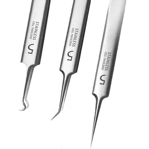 3Pcs Professional Facial Blackhead Remover Tweezers, Precision Pimple Popper Tool Kit for Whitehead, Acne, Blemishes & Comedones, Stainless Steel Matte Makeup Tools