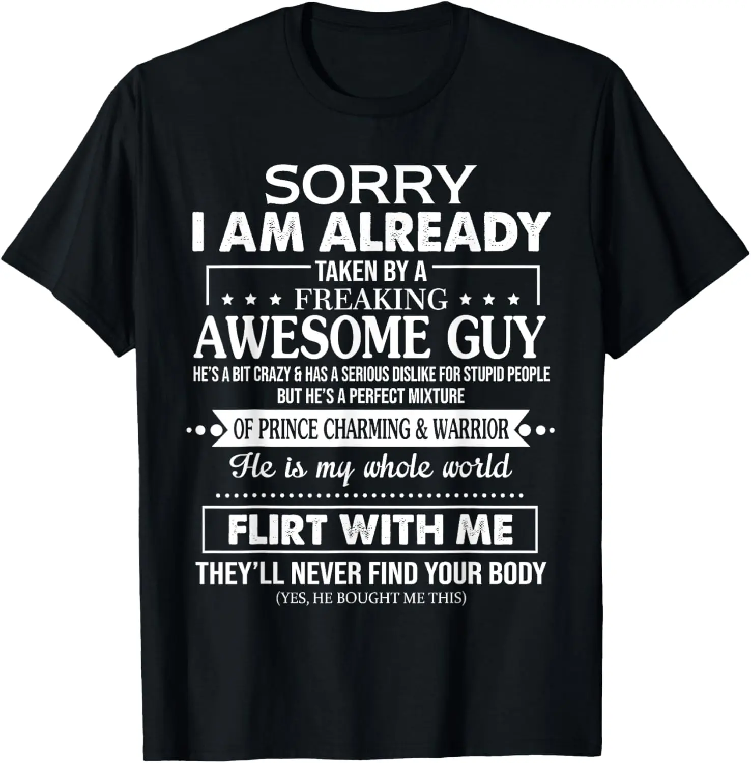 Women's 100% Cotton Short-Sleeve Casual Distressed Graphic Round Neck Lady T-Shirt - "Sorry I Am Already Taken By A Freaking Awesome Guy Husband" Print, Everyday Streetwear Top Tshirt
