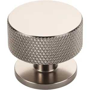 10 Pack Brushed Satin Nickel Cabinet Knobs, 1.2 Inch Diameter Knurled Round Kitchen Knobs for Cabinets and Drawers AL6023SN