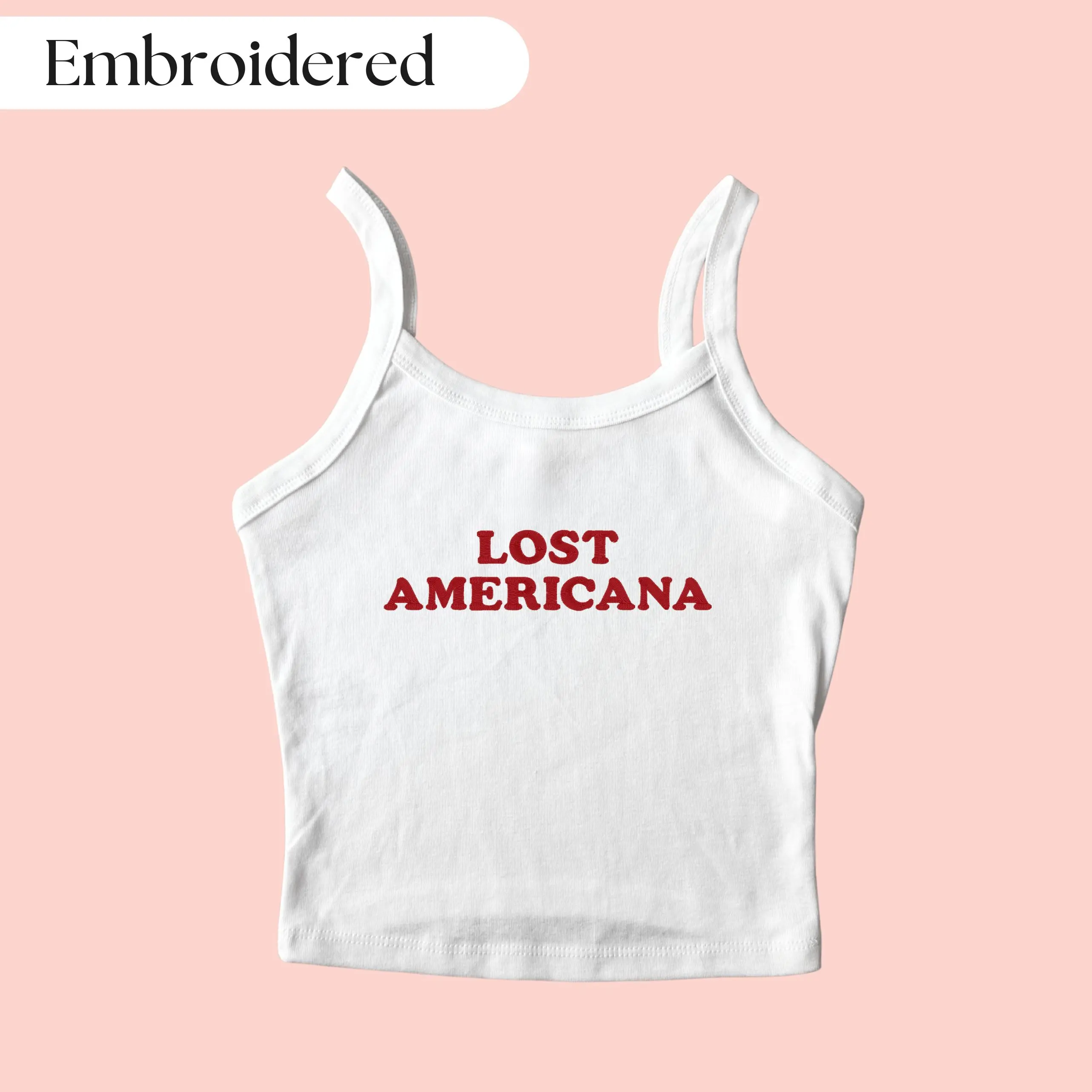 Lost Americana Tank Top Embroidered, Embroidered Tank Top, Custom Tank Top, Custom Embroidered Tank Top, Y2K Tank Top, Concert Tank Top