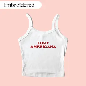 Lost Americana Tank Top Embroidered, Embroidered Tank Top, Custom Tank Top, Custom Embroidered Tank Top, Y2K Tank Top, Concert Tank Top