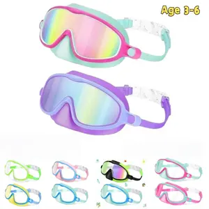 Kids Swimming Goggles with Nose Cover, 2 Counts Anti-fog Wide View UV Protection Swimming Goggles, Swimming Accessories for Boys & Girls