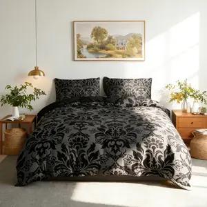 Baroque Printed Bedding Set, 1 Count Duvet Cover & 2 Counts Pillowcase without Filler, Soft Comfortable Bedding Set for Home Bedroom, Decorative Duvet Cover