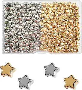 Gold Star Shape Spacer Beads - 400 Pieces, 6mm Star Beads, Large Hole, Loose Accessory for Various Applications