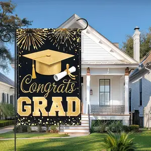 Double-Sided Graduation Season Theme Garden Flag 12x18 Inch, Graduation Ball Party 2026 Graduation Courtyard Outdoor Decoration and Home Furnishings, Polyester Courtyard Lawn Decoration, Flagpole not included