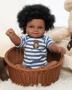 Vacos 20" Realistic Reborn Baby Dolls Black Boy with Open Brown Eyes | Hand-Rooted Hair | Soft Weighted Vinyl Body | Poseable | Gift Set with Bottle, Diaper, Pacifier & Accessories | Ages 3+