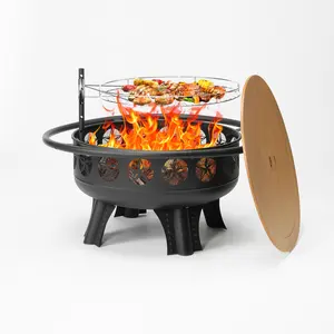 Fire Pit，32-Inch 3-in-1 Fire Pit with Swivel Cooking Grate – Outdoor Wood-Burning Fire Pit for Patio, Backyard, Garden BBQ, Bonfire, and Camping Fire Pit Set Heavy Duty Firepit