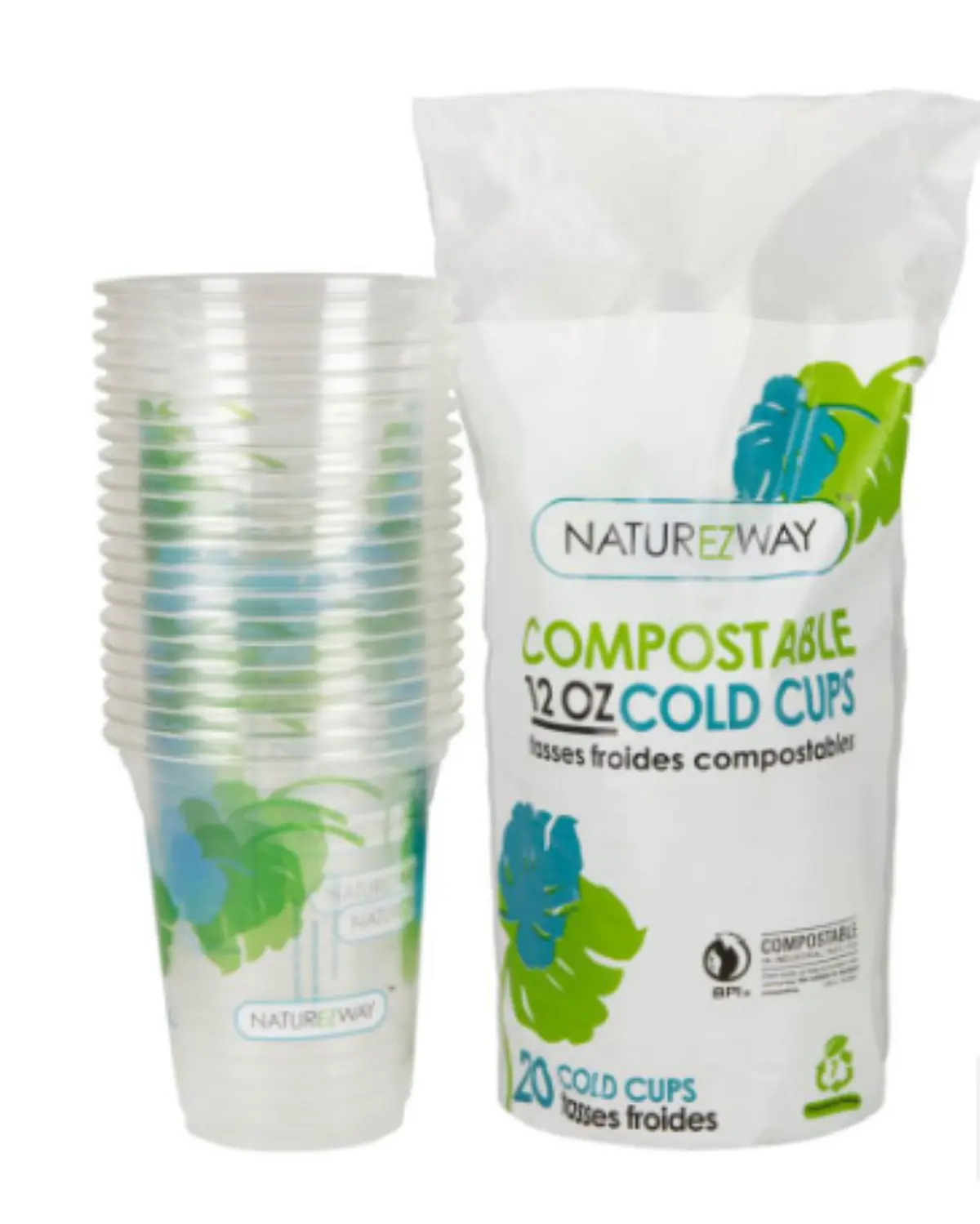 Compostable Disposable 12oz Cold Cups 20 Pack - 240 per case