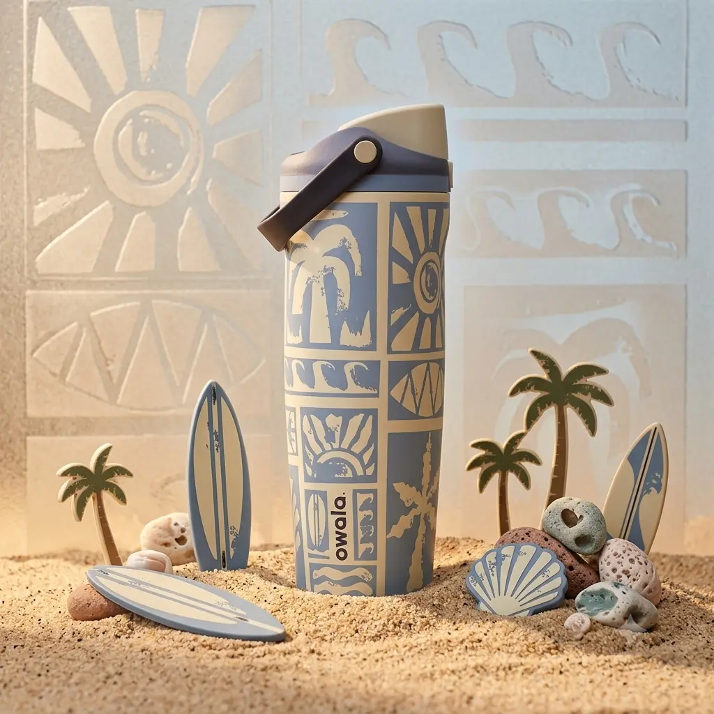 Limited Edition Owala Coastal Bohemian Birthday Bash FreeSip Water Bottle (32oz) - Stainless Steel Insulated, Leak-Proof Drinkware Travel Tumbler Gift