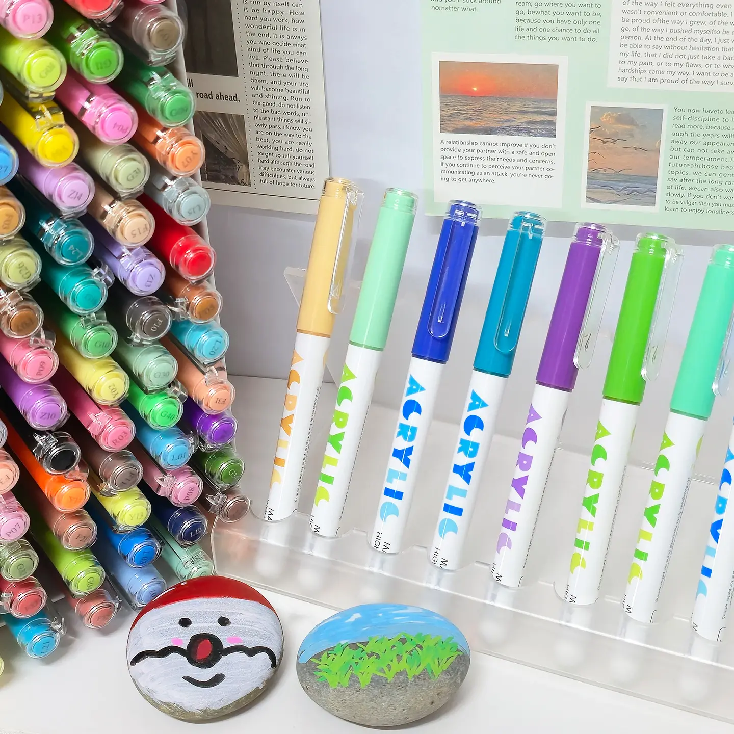 Guangna 72 Color Acrylic Paint Markers Set, Safe & Eco-Friendly, Ideal for Ceramic & Metal Painting, Perfect for Professional Artists