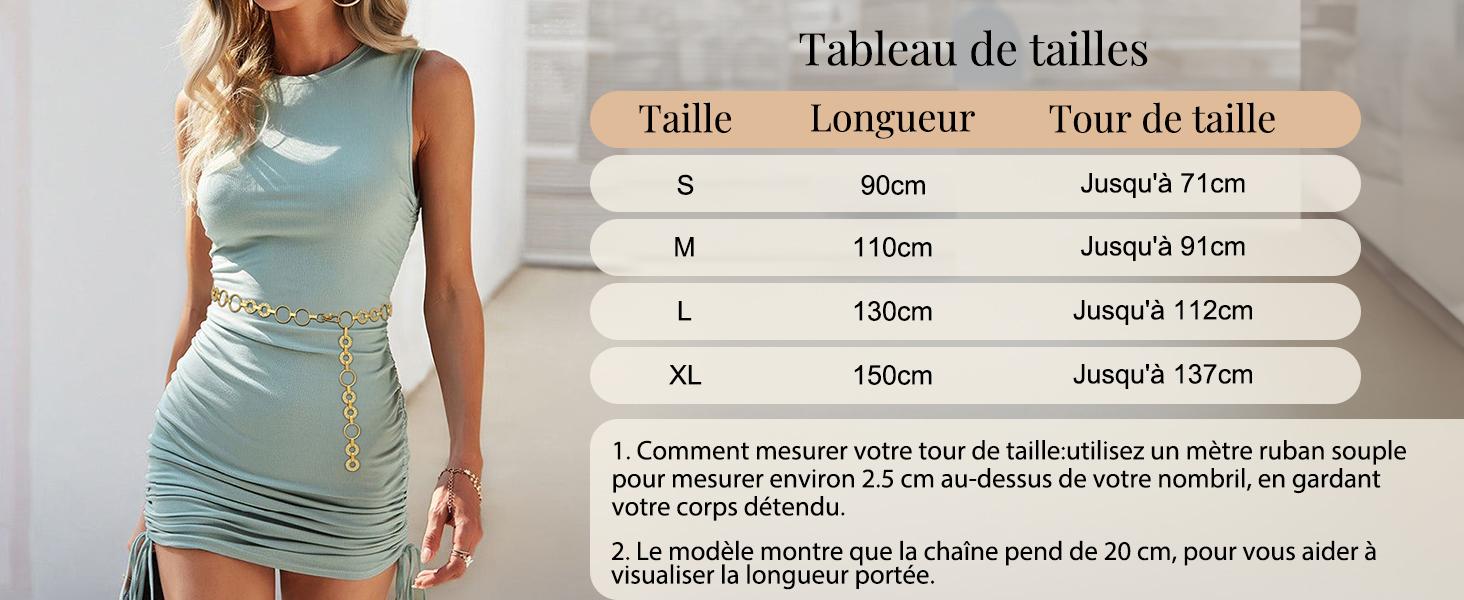 XZQTIVE Metal Waist Chain Belt Women Adjustable Body Link Belts Ladies Fashion Chain for Jeans Dress