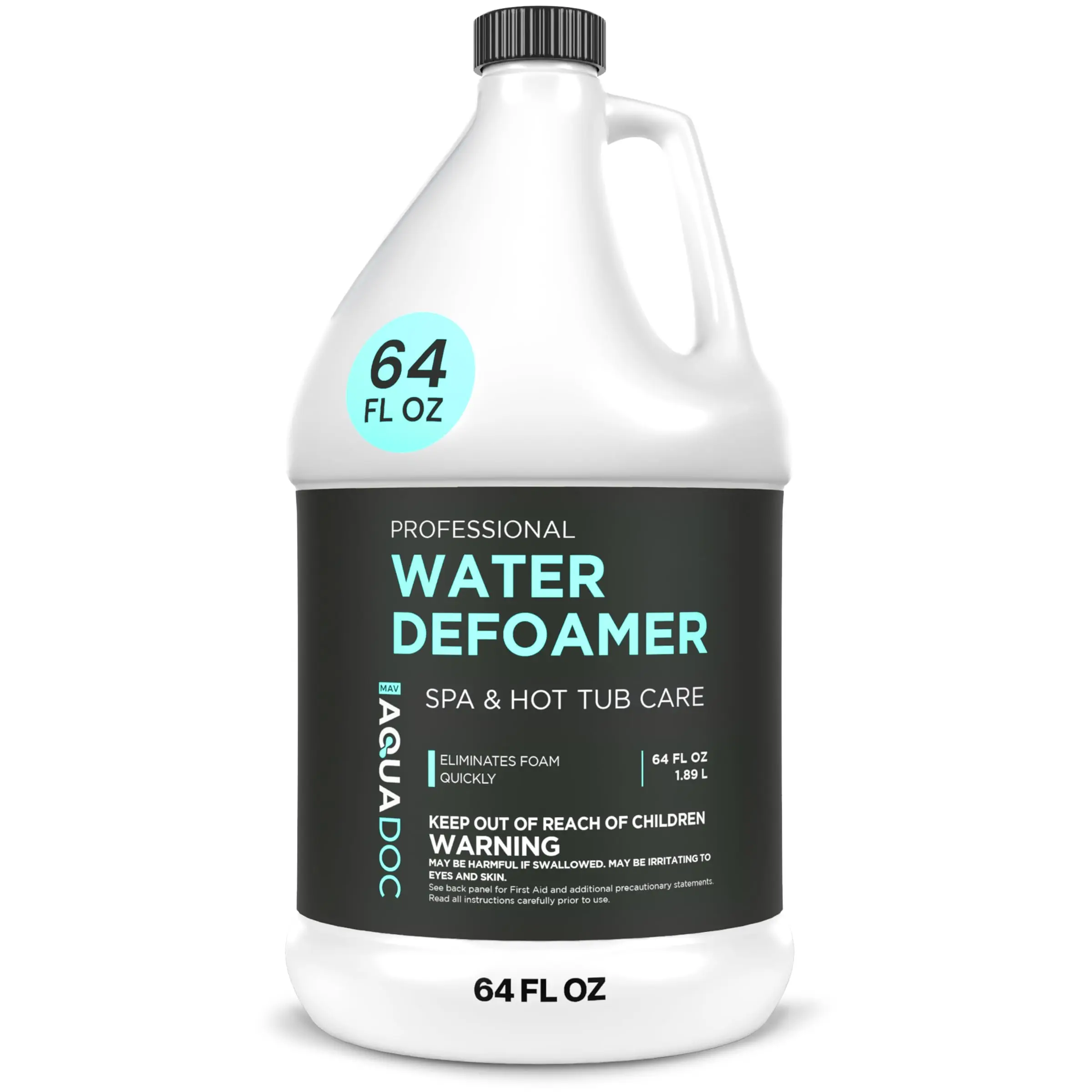 AquaDoc Spa Defoamer Foam Eliminator - 64 fl oz Fast-Action Anti-Foam Solution for Hot Tubs, Made in USA Household Cleaner for Spa Owners (1 - 3Oz Usage Recommendation)
