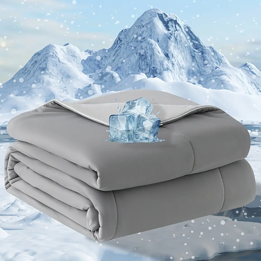 1pc Cooling Comforter & Bedspread-Style Blanket for Hot Sleepers - All-Season Breathable Lightweight Cooling Bed Sheet, Twin/Queen/King Size, Machine Washable, No-Fill Technology for Night Sweats, Summer Sleep, Contemporary Bedding