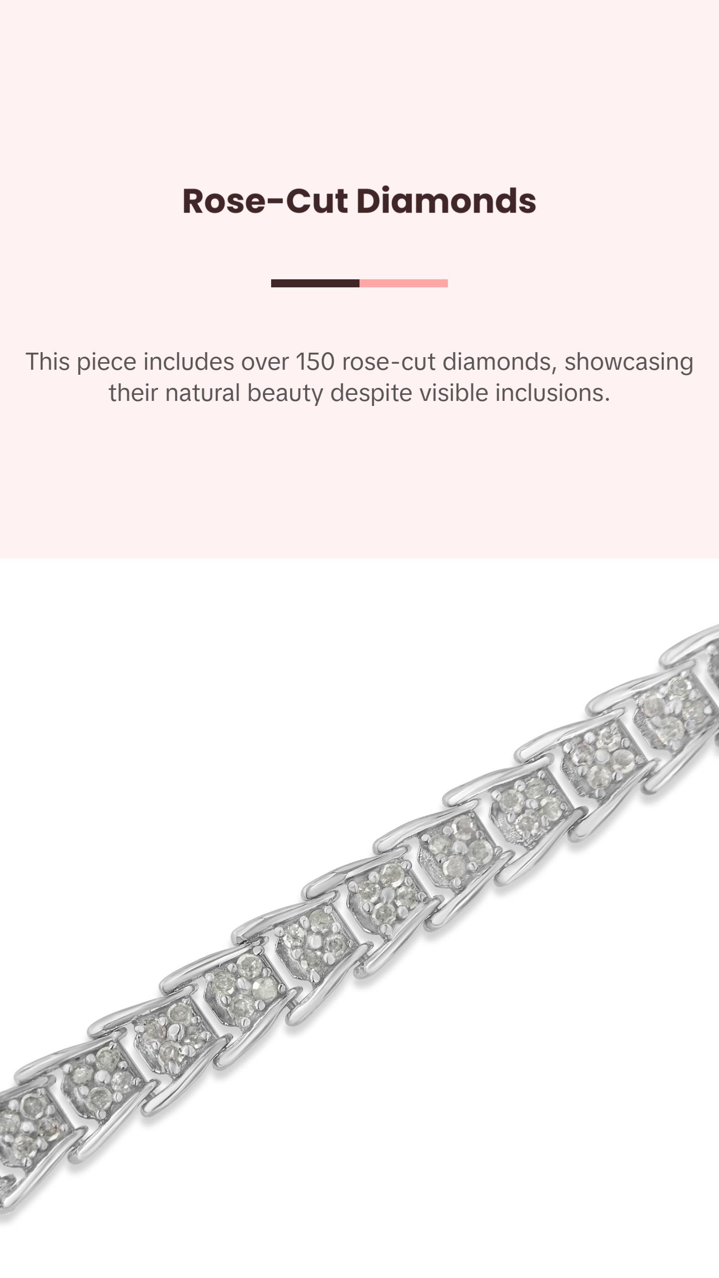 .925 Sterling Silver 2.0 Cttw Diamond Fan-Shaped Fancy Chevron Link Tennis Bracelet (I-J Color, I3 Clarity) - 7"