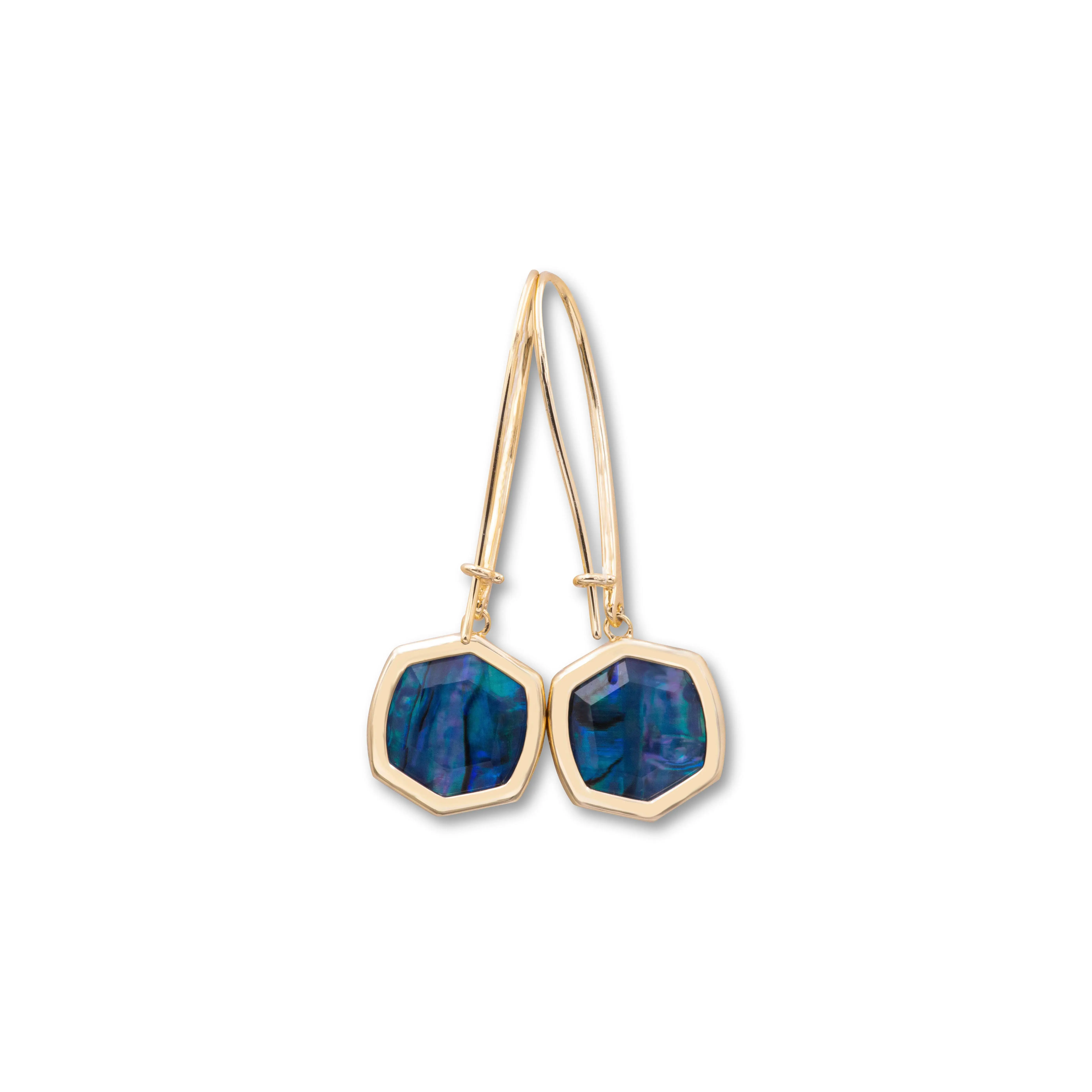 Kendra Scott Davis Elegant Gold-Tone Drop Earrings for Women, Stylish Navy Abalone Shell Jewelry for Casual or Evening Wear, Adults, Natural, No, Us