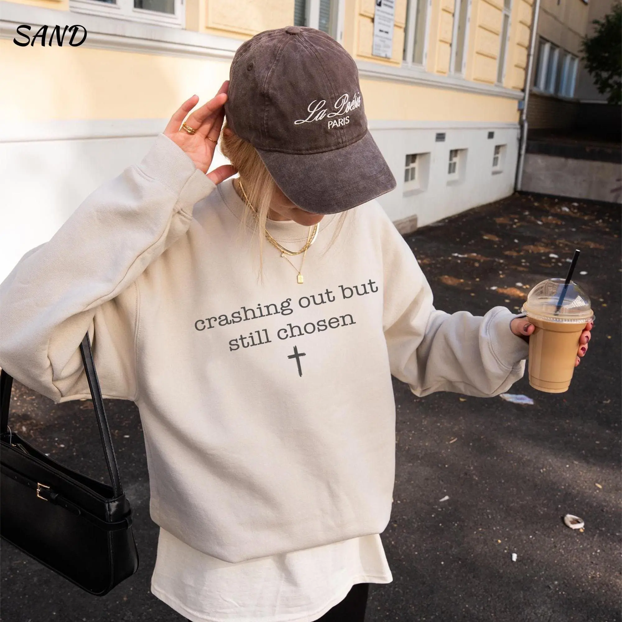 Crashing Out But Still Chosen Sweatshirt, Christian Faith Graphic Crewneck, Dark Christian Aesthetic Crewneck, Gift For Her