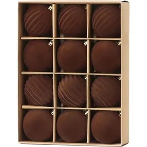 12pcs Brown Velvet Christmas Ornaments Balls Sets for Christmas, Xmas Tree Flocked Shatterproof Ornaments Balls Decoration Brown Home Decor Ornament