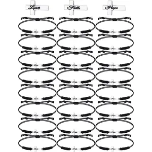 24 count Christian Cross Bracelets Gifts Faith Hope Love Cross String Bracelet Bulk Adjustable Religious Gifts  Friendship Wristband for Girls Men Women  Present Bulk