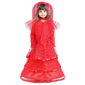 Red Gothic Wedding Dress Costume for Toddlers