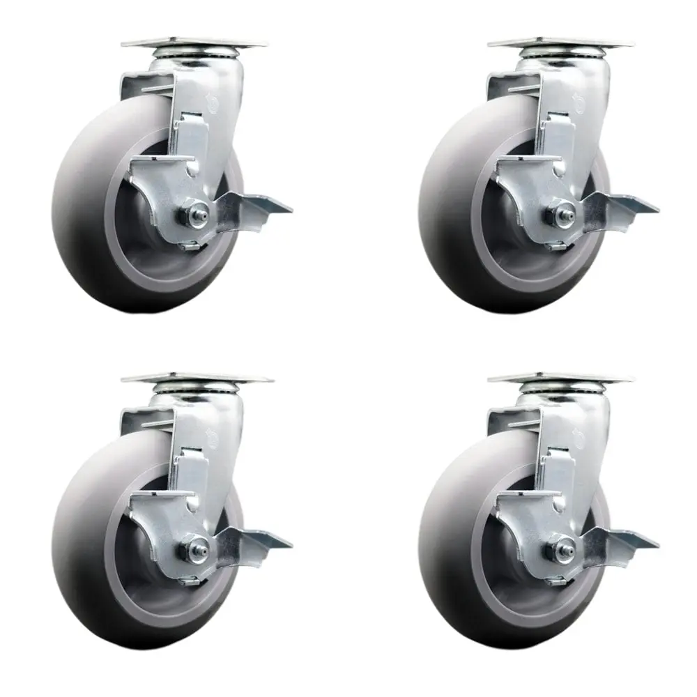 Service Caster TOOL-SCC-20S620-TPRBD-TLB-4 Tool Box Caster Wheel Set - 6 in. Non-Marking, Zero Maintenance Thermoplastic Rubber Donut Tread Wheels