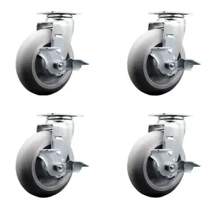 Service Caster TOOL-SCC-20S620-TPRBD-TLB-4 Tool Box Caster Wheel Set - 6 in. Non-Marking, Zero Maintenance Thermoplastic Rubber Donut Tread Wheels
