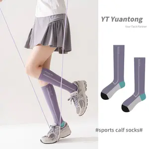 Badminton pressure calf socks women's professional sports running cycling mountaineering long tube ******** rope fitness strong slim leg socks Colorful Striped Cosplay Knee Compression